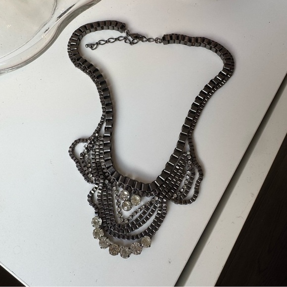 Bike Chain Rhinestone Necklace - Picture 2 of 5